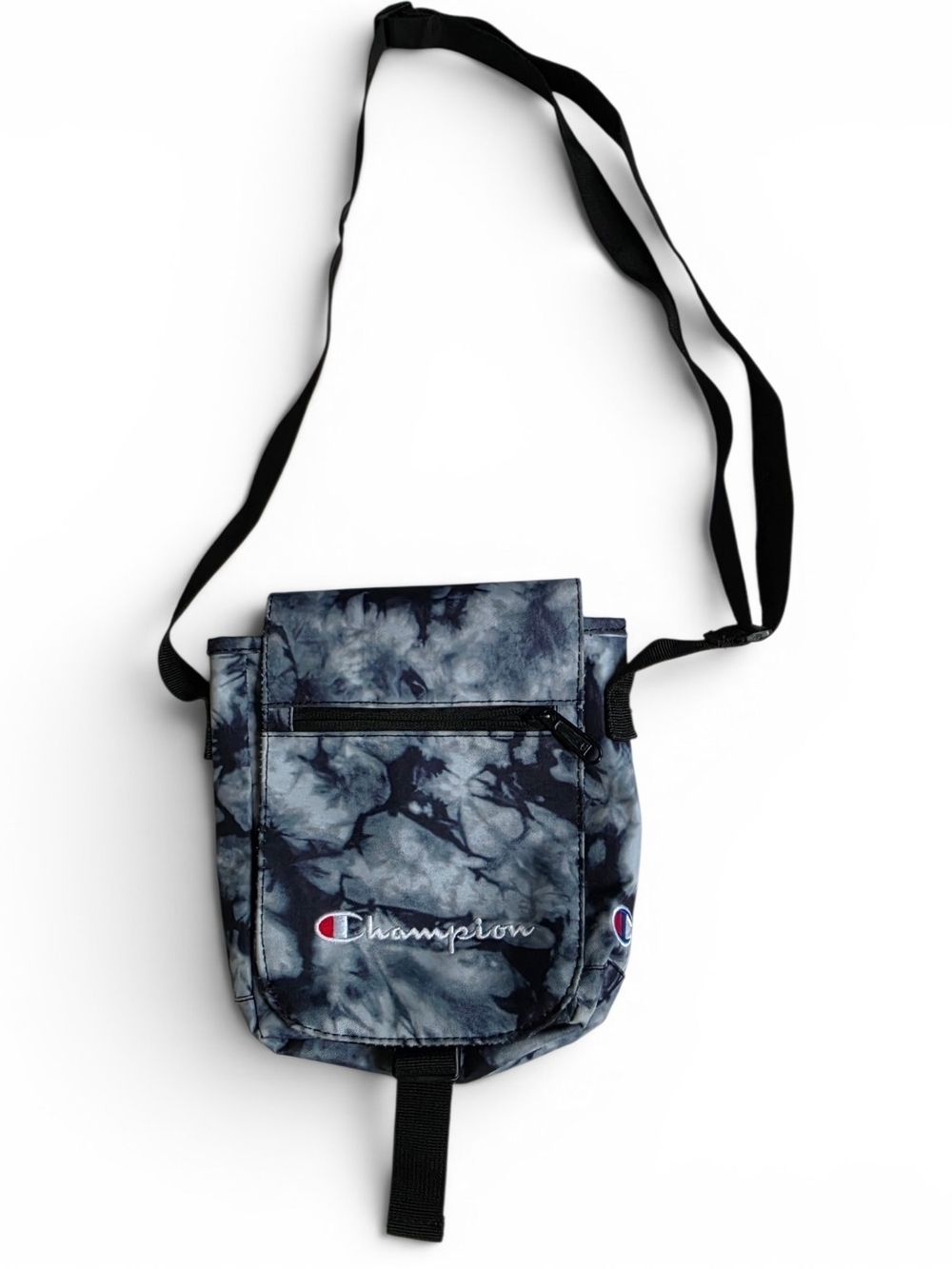 Champion Navy Tie-Dye Messenger Crossbody Bag with Black Strap